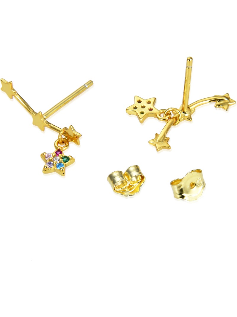 Boucles d'oreilles Luxenter ettar en argent 925 et zircon   avec finition plaquée or jaune 18k Multicolore - Kiabi