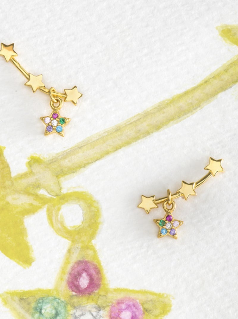 Boucles d'oreilles Luxenter ettar en argent 925 et zircon   avec finition plaquée or jaune 18k Multicolore - Kiabi