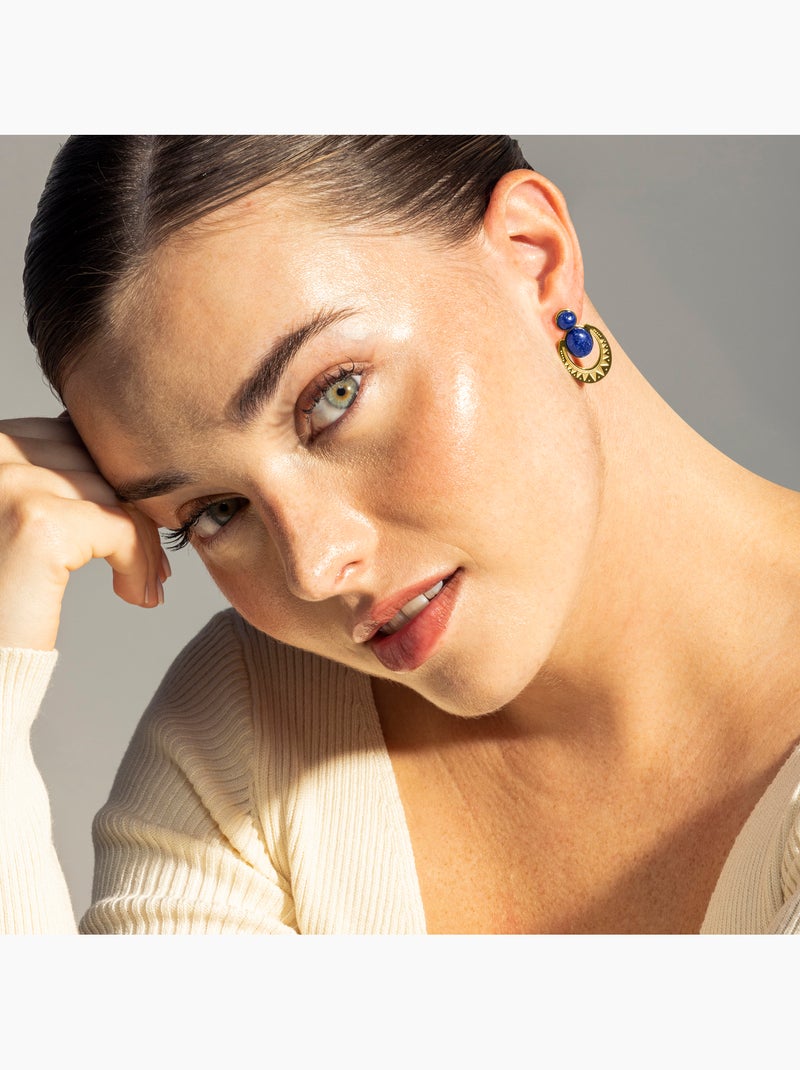 Boucles d'oreilles Luxenter Euwil finition or 18k Bleu - Kiabi
