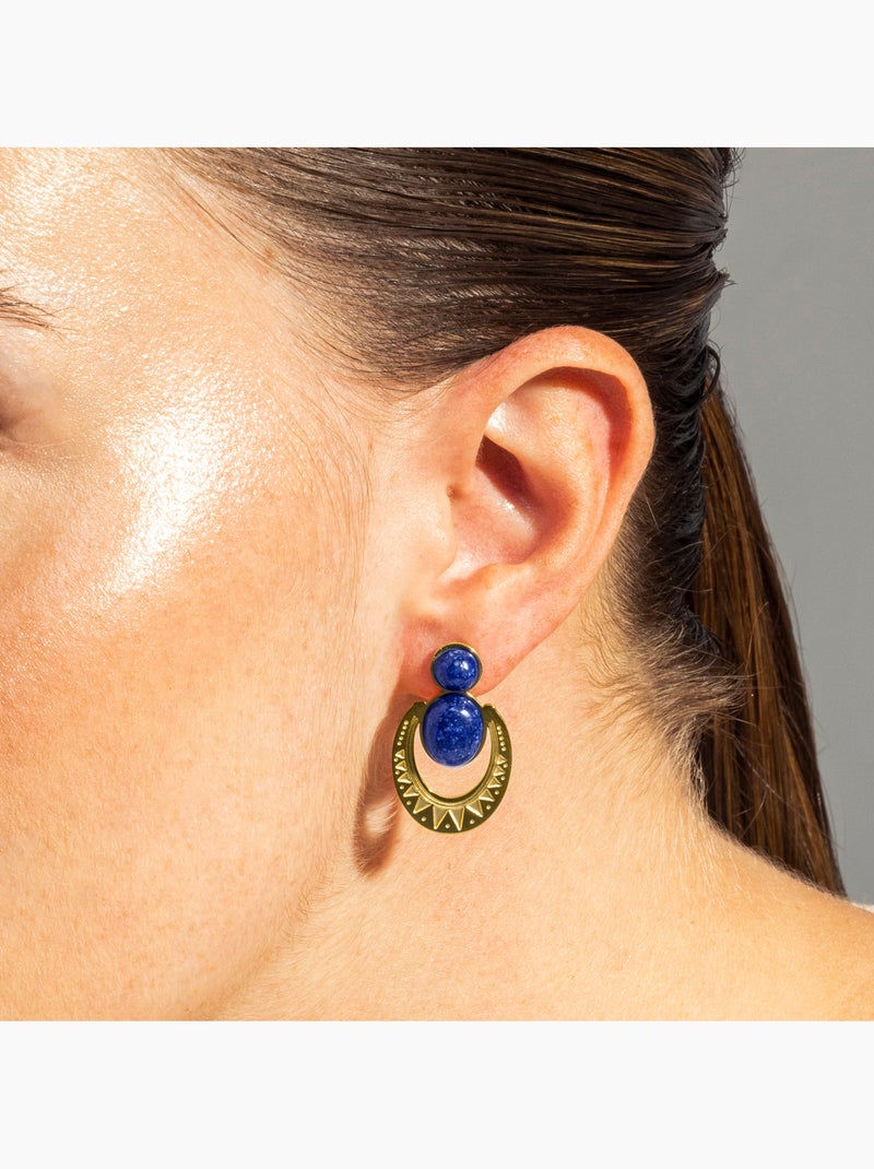 Boucles d'oreilles Luxenter Euwil finition or 18k Bleu - Kiabi
