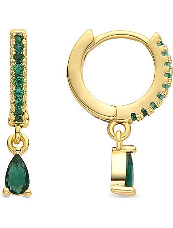 Boucles d’oreilles Luxenter finition or jaune 18 carats et zircone émeraude - Laade
