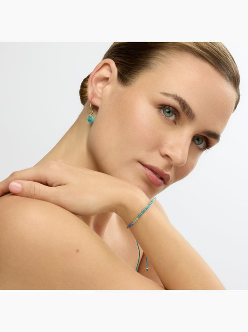 Boucles d'oreilles Luxenter finition or jaune 18k et jade bleu - Gimra - Kiabi