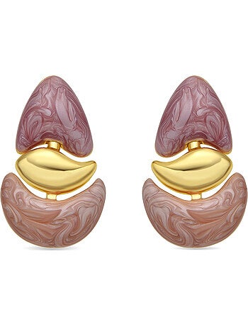Boucles d'oreilles Luxenter finition or jaune 18k et laqué fuchsia - Ismaly