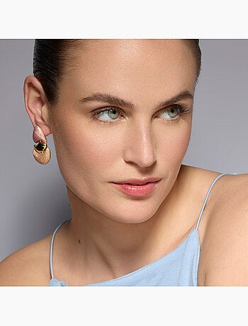 Boucles d'oreilles Luxenter finition or jaune 18k et laqué fuchsia - Ismaly