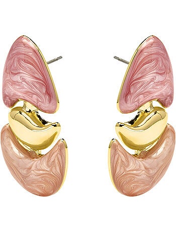 Boucles d'oreilles Luxenter finition or jaune 18k et laqué fuchsia - Ismaly