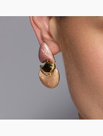 Boucles d'oreilles Luxenter finition or jaune 18k et laqué fuchsia - Ismaly