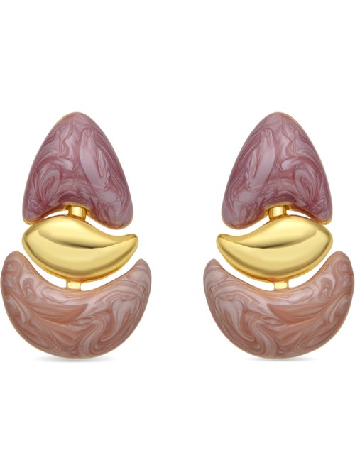 Boucles d'oreilles Luxenter finition or jaune 18k et laqué fuchsia - Ismaly - Kiabi