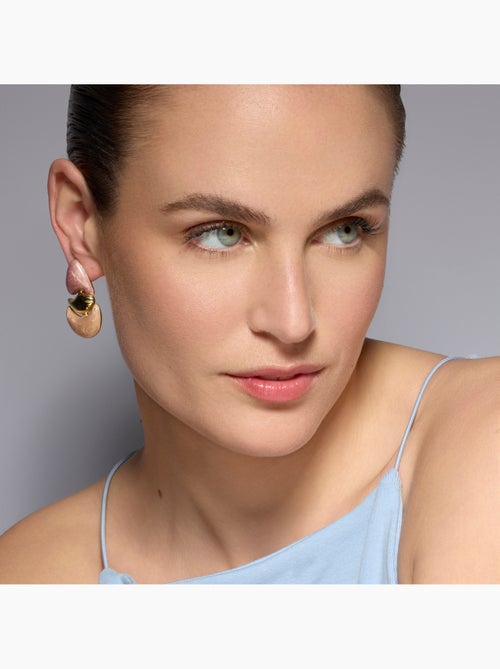 Boucles d'oreilles Luxenter finition or jaune 18k et laqué fuchsia - Ismaly - Kiabi
