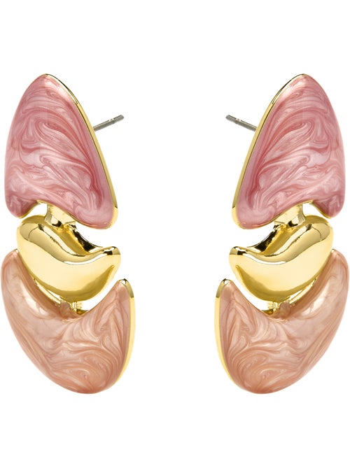 Boucles d'oreilles Luxenter finition or jaune 18k et laqué fuchsia - Ismaly - Kiabi