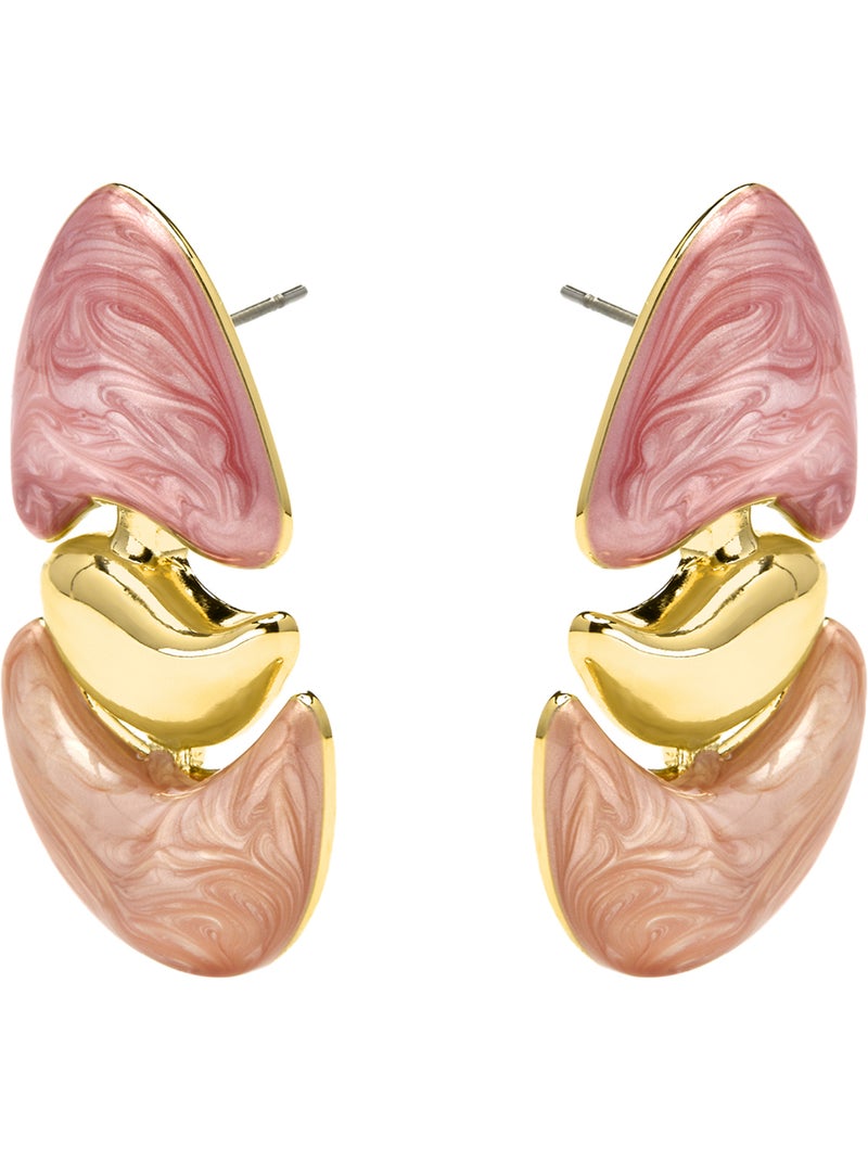 Boucles d'oreilles Luxenter finition or jaune 18k et laqué fuchsia - Ismaly Rose - Kiabi