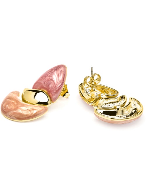 Boucles d'oreilles Luxenter finition or jaune 18k et laqué fuchsia - Ismaly - Kiabi