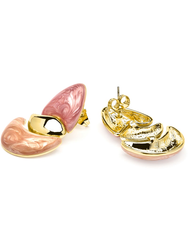 Boucles d'oreilles Luxenter finition or jaune 18k et laqué fuchsia - Ismaly Rose - Kiabi