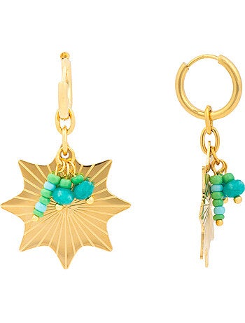 Boucles d'oreilles Luxenter finition or jaune 18k et turquoise - Silmu