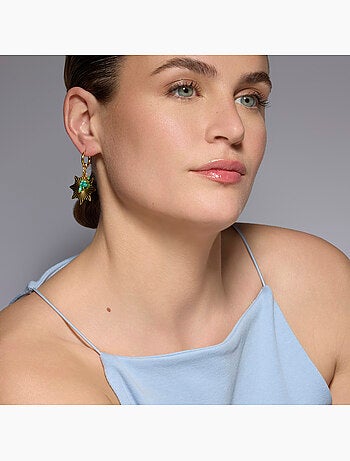Boucles d'oreilles Luxenter finition or jaune 18k et turquoise - Silmu