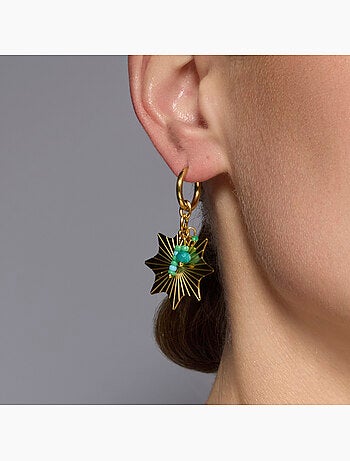 Boucles d'oreilles Luxenter finition or jaune 18k et turquoise - Silmu