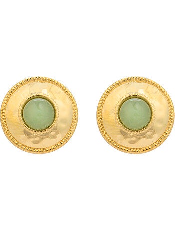 Boucles d'oreilles Luxenter finition or jaune 18k et turquoise - Tezo
