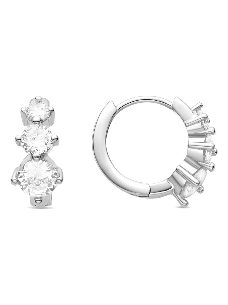 Boucles d'oreilles Luxenter Fisye avec zircon brillant plaqué rhodium Argent - Kiabi
