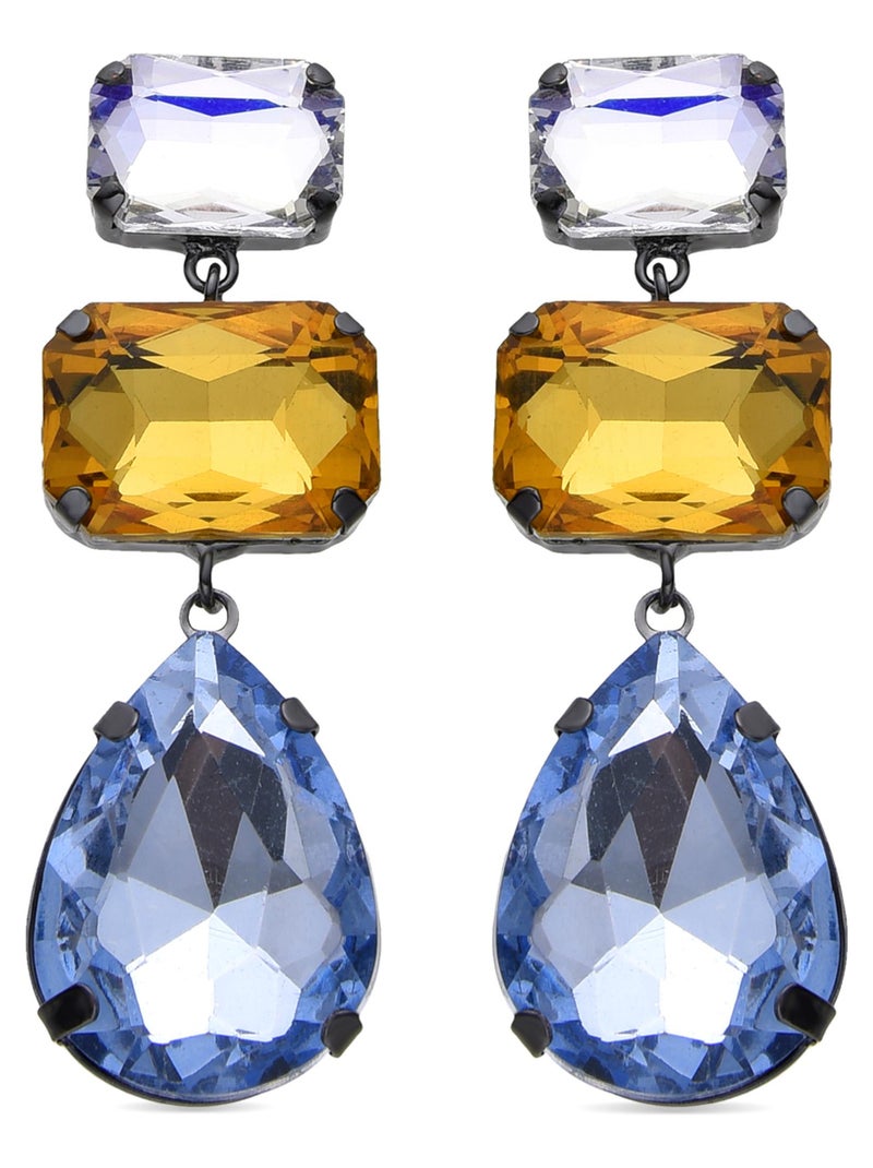 Boucles d'oreilles Luxenter Ifar en or jaune 18 carats Bleu - Kiabi