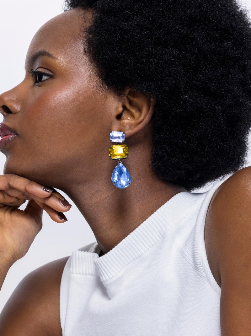 Boucles d'oreilles Luxenter Ifar et plaqué or 18k Bleu - Kiabi