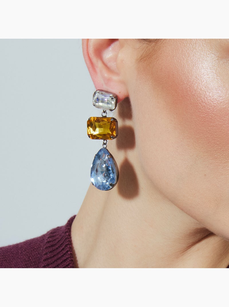 Boucles d'oreilles Luxenter Ifar et plaqué or 18k Bleu - Kiabi