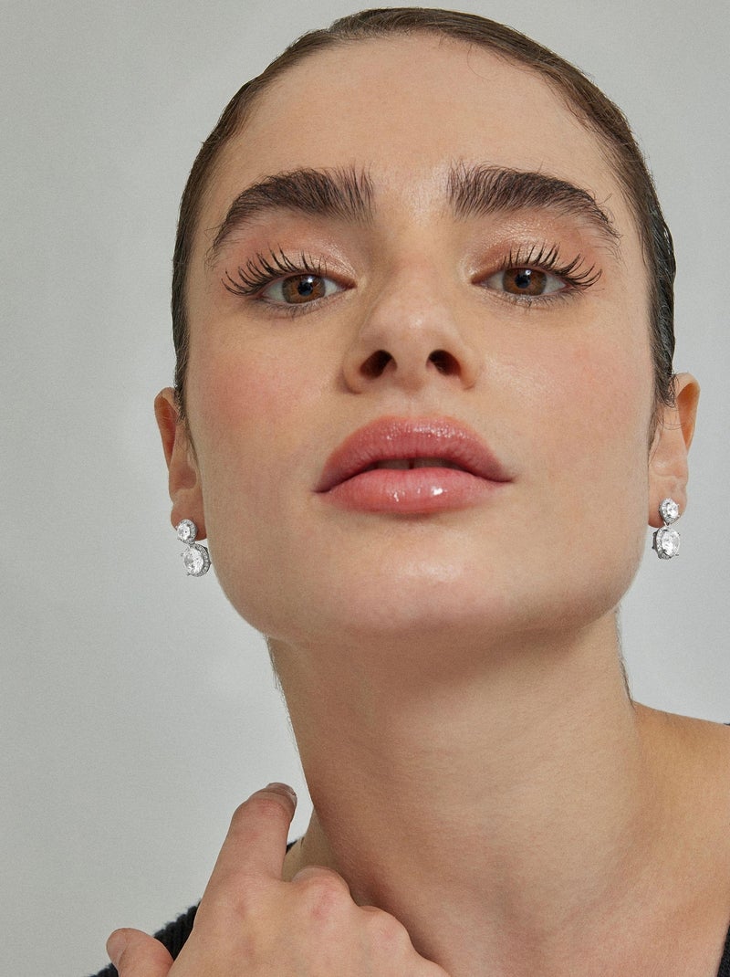 Boucles d'oreilles Luxenter Kium avec zircon cubique brillant plaqué rhodium Argent - Kiabi