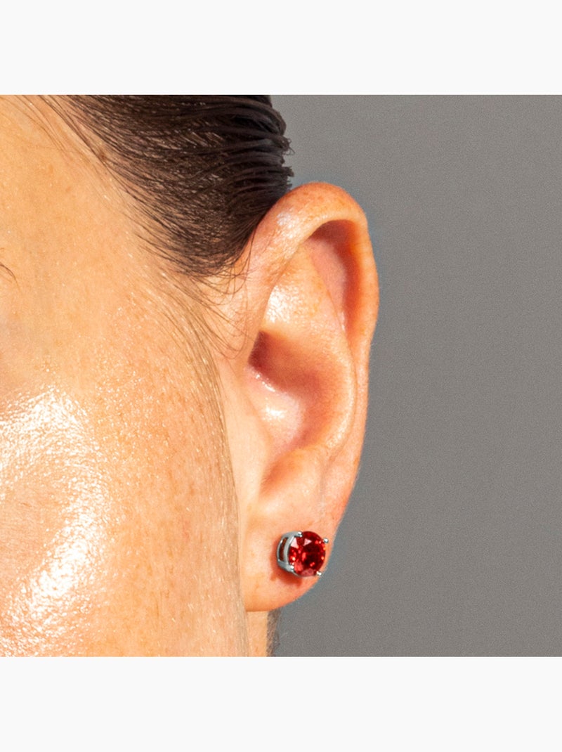 Boucles d'oreilles Luxenter Konir plaquées rhodium Rouge - Kiabi