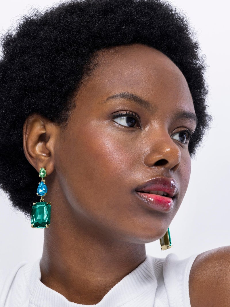 Boucles d'oreilles Luxenter Lali et plaqué or 18k Vert - Kiabi