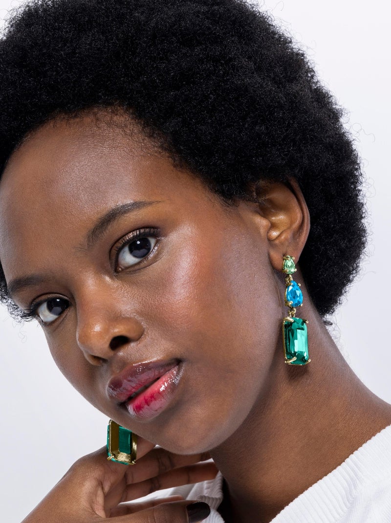 Boucles d'oreilles Luxenter Lali et plaqué or 18k Vert - Kiabi