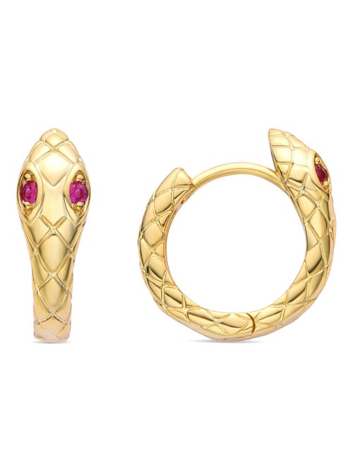 Boucles d'oreilles Luxenter Madsi avec zircon rubis en or jaune 18 carats - Kiabi