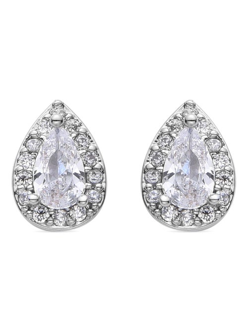 Boucles d'oreilles Luxenter Meiga avec zircon cubique brillant plaqué rhodium - Kiabi