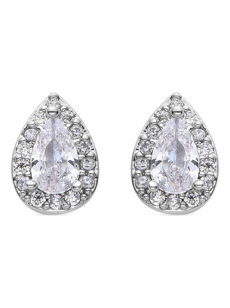 Boucles d'oreilles Luxenter Meiga avec zircon cubique brillant plaqué rhodium Argent - Kiabi
