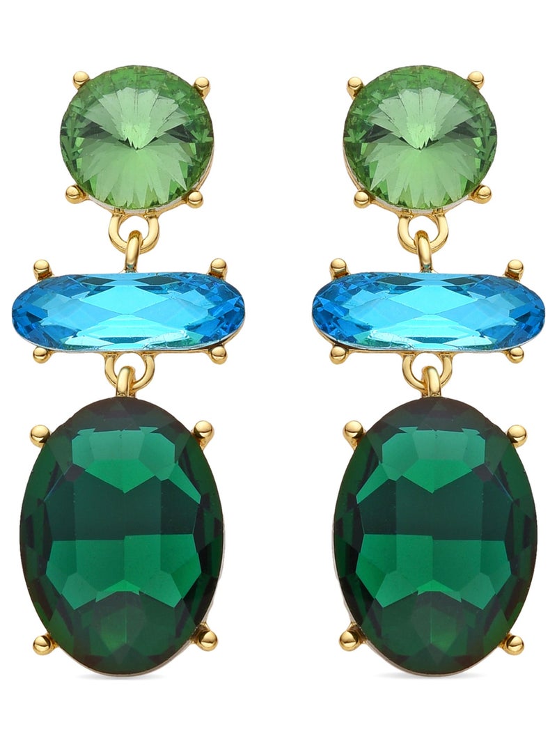 Boucles d'oreilles Luxenter Mekon en or jaune 18 carats Vert - Kiabi