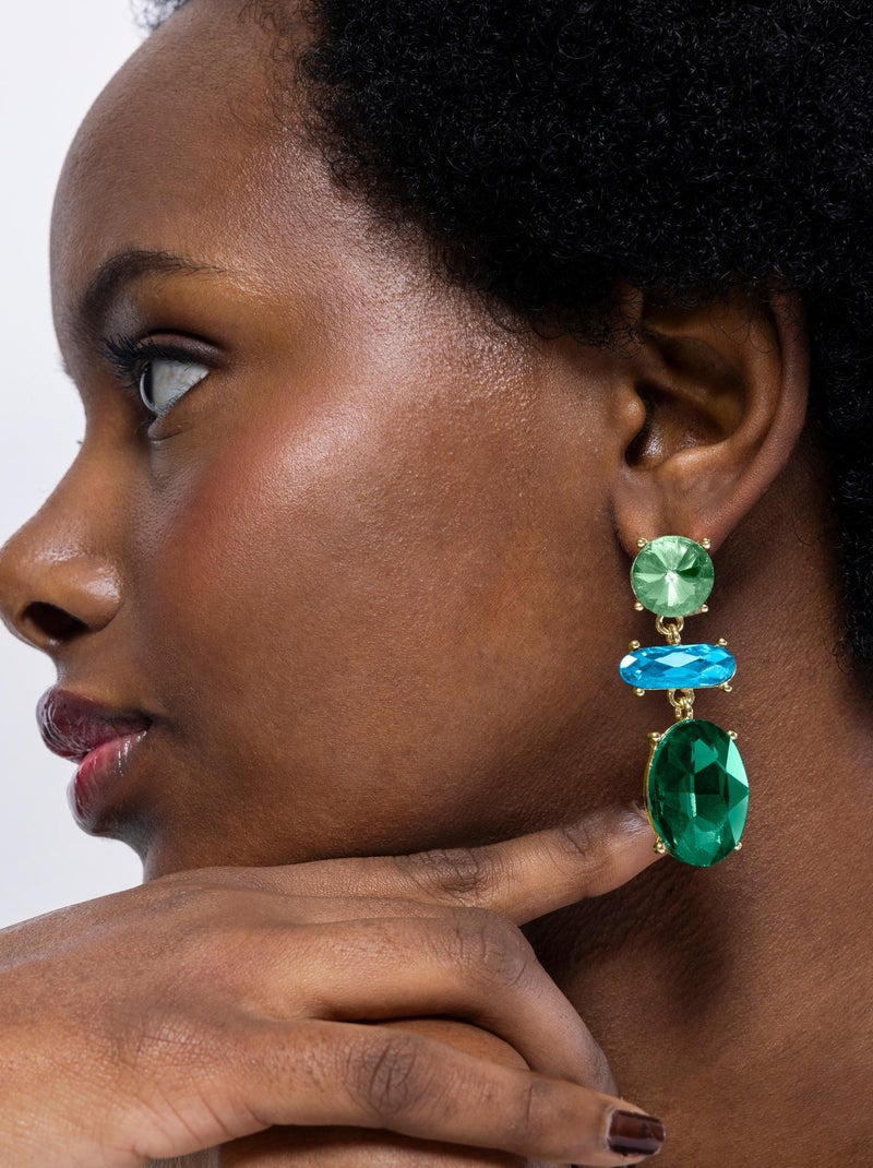 Boucles d'oreilles Luxenter Mekon et plaqué or 18k Vert - Kiabi