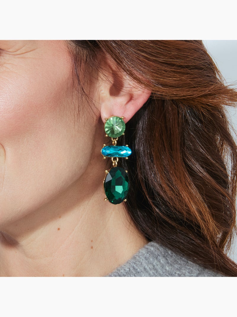 Boucles d'oreilles Luxenter Mekon et plaqué or 18k Vert - Kiabi