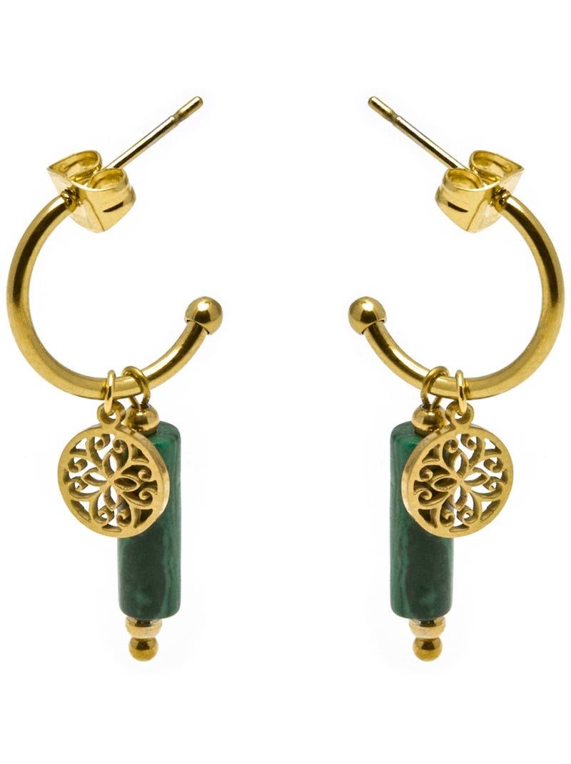 Boucles d'oreilles Luxenter Nadu finition or 18k Vert - Kiabi