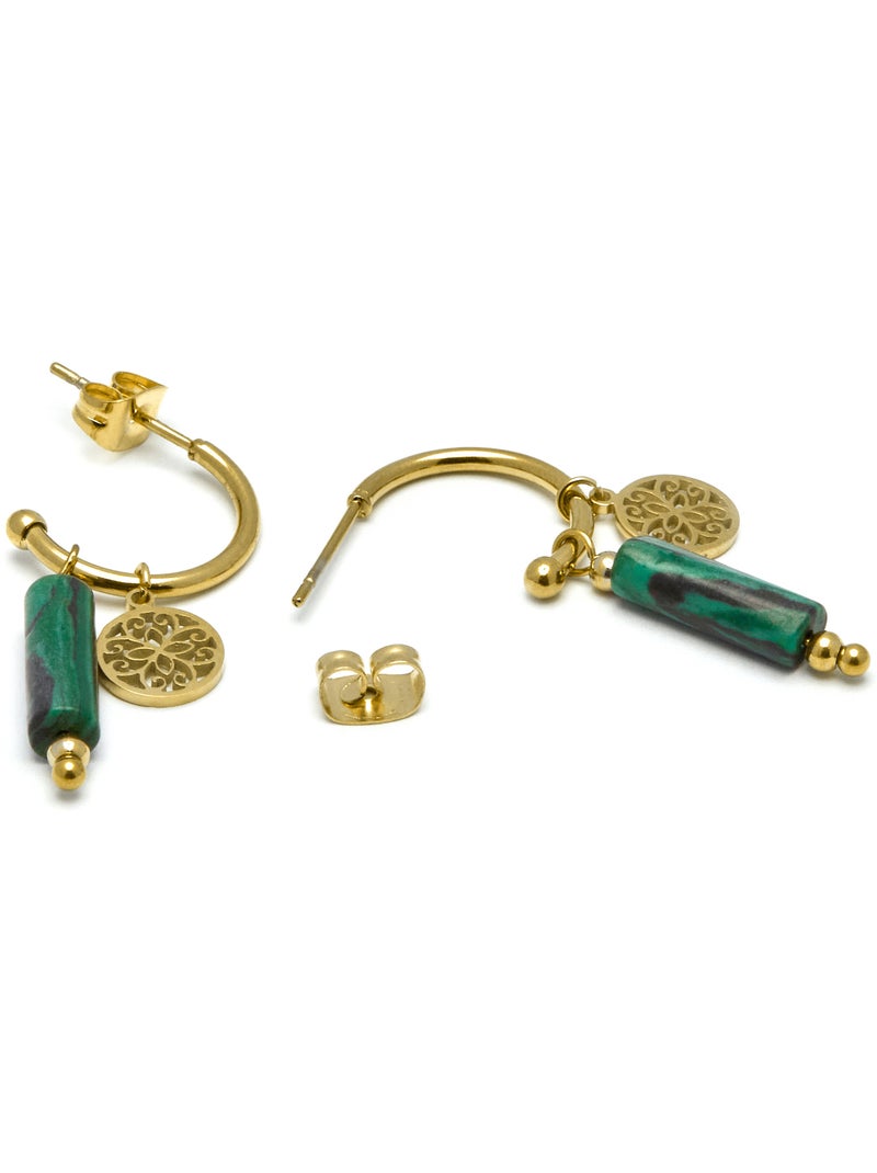 Boucles d'oreilles Luxenter Nadu finition or 18k Vert - Kiabi
