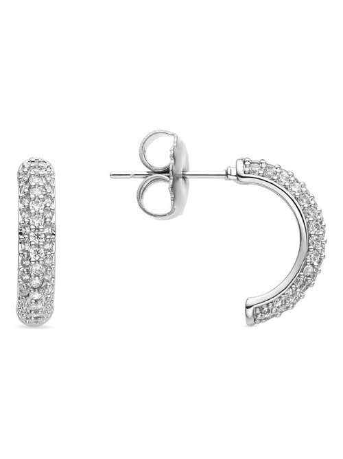Boucles d'oreilles Luxenter Nexria avec zircon cubique brillant plaqué rhodium - Kiabi
