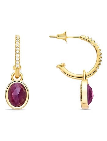 Boucles d'oreilles Luxenter Nyahau et plaqué or 18k avec cristaux mauves