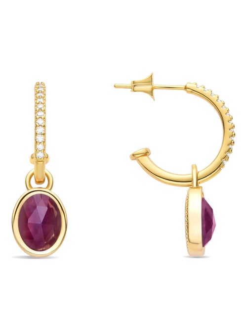 Boucles d'oreilles Luxenter Nyahau et plaqué or 18k avec cristaux mauves - Kiabi