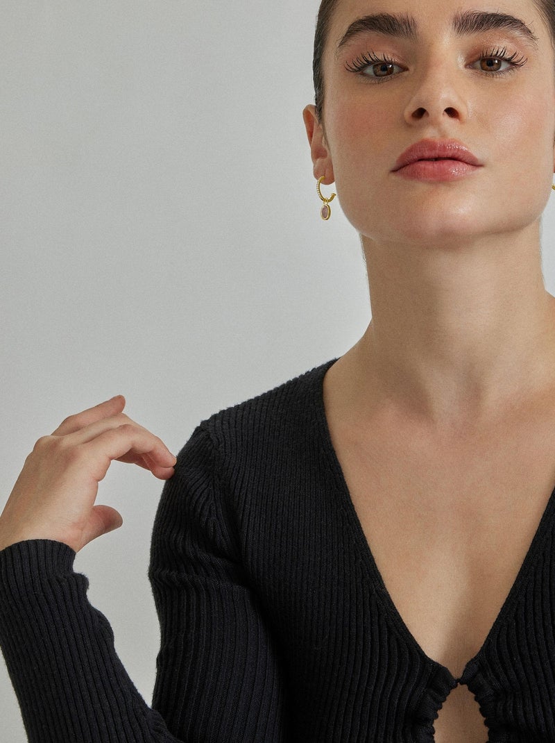 Boucles d'oreilles Luxenter Nyahau et plaqué or 18k avec cristaux mauves Violet - Kiabi