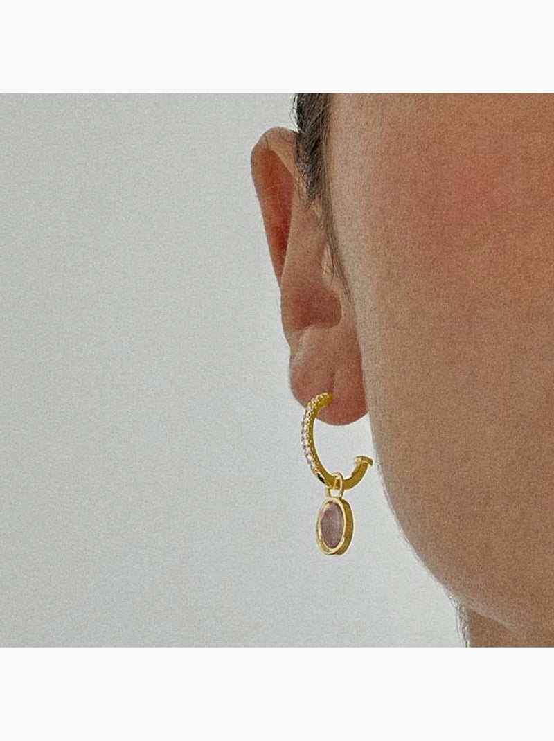 Boucles d'oreilles Luxenter Nyahau et plaqué or 18k avec cristaux mauves Violet - Kiabi