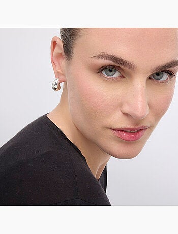 Boucles d'oreilles Luxenter Obow finition argentée