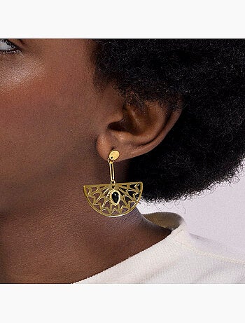 Boucles d'oreilles Luxenter Onyx finies et plaqué or 18k - Tawa
