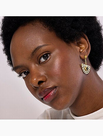 Boucles d'oreilles Luxenter Onyx finies et plaqué or 18k - Tawa