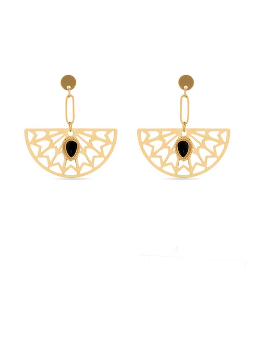 Boucles d'oreilles Luxenter Onyx finies et plaqué or 18k - Tawa - Kiabi Boucles d'oreilles Luxenter Onyx finies et plaqué or 18k - Tawa - Kiabi