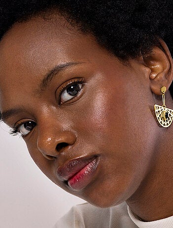 Boucles d'oreilles Luxenter Onyx finies plaqué or jaune 18K - Tawa