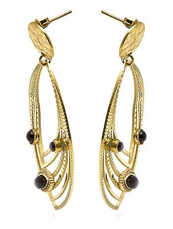 Boucles d'oreilles Luxenter Onyx finies plaqué or jaune 18k - Ycoa