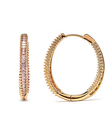 Boucles d'oreilles Luxenter or jaune 18k améthyste zircone cubique - Thaljo