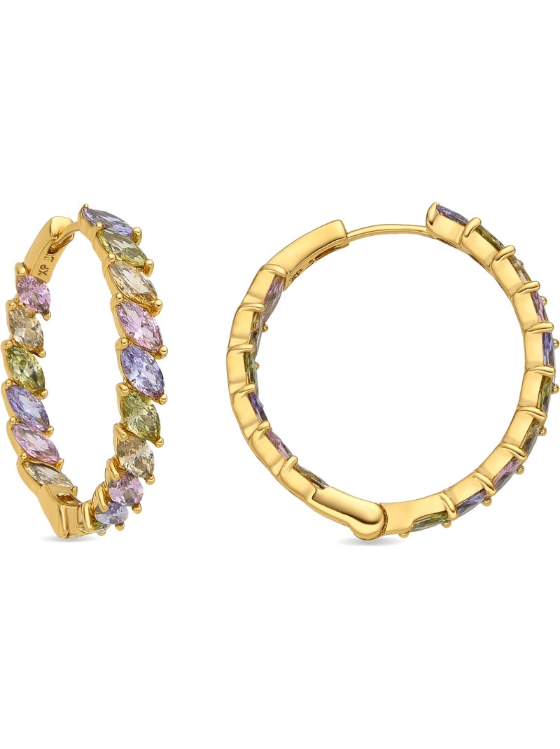 Boucles d'oreilles Luxenter Or jaune 18k et Zircon multicolore - Anroth Multicolore - Kiabi