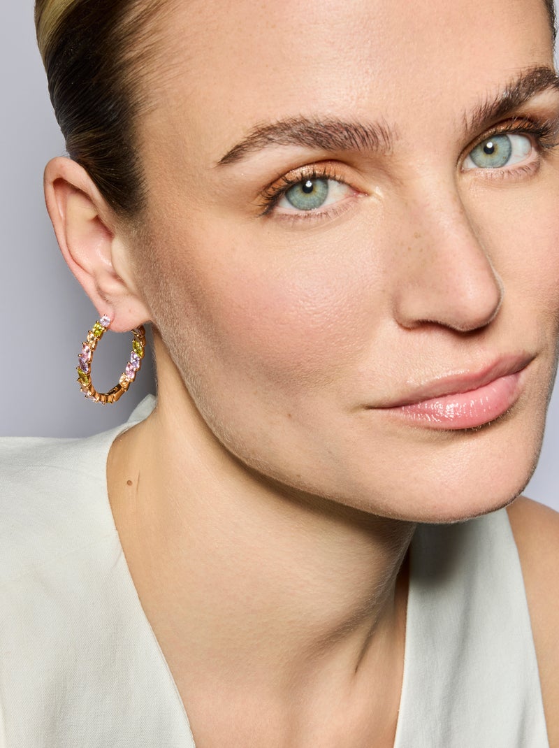 Boucles d'oreilles Luxenter Or jaune 18k et Zircon multicolore - Anroth Multicolore - Kiabi